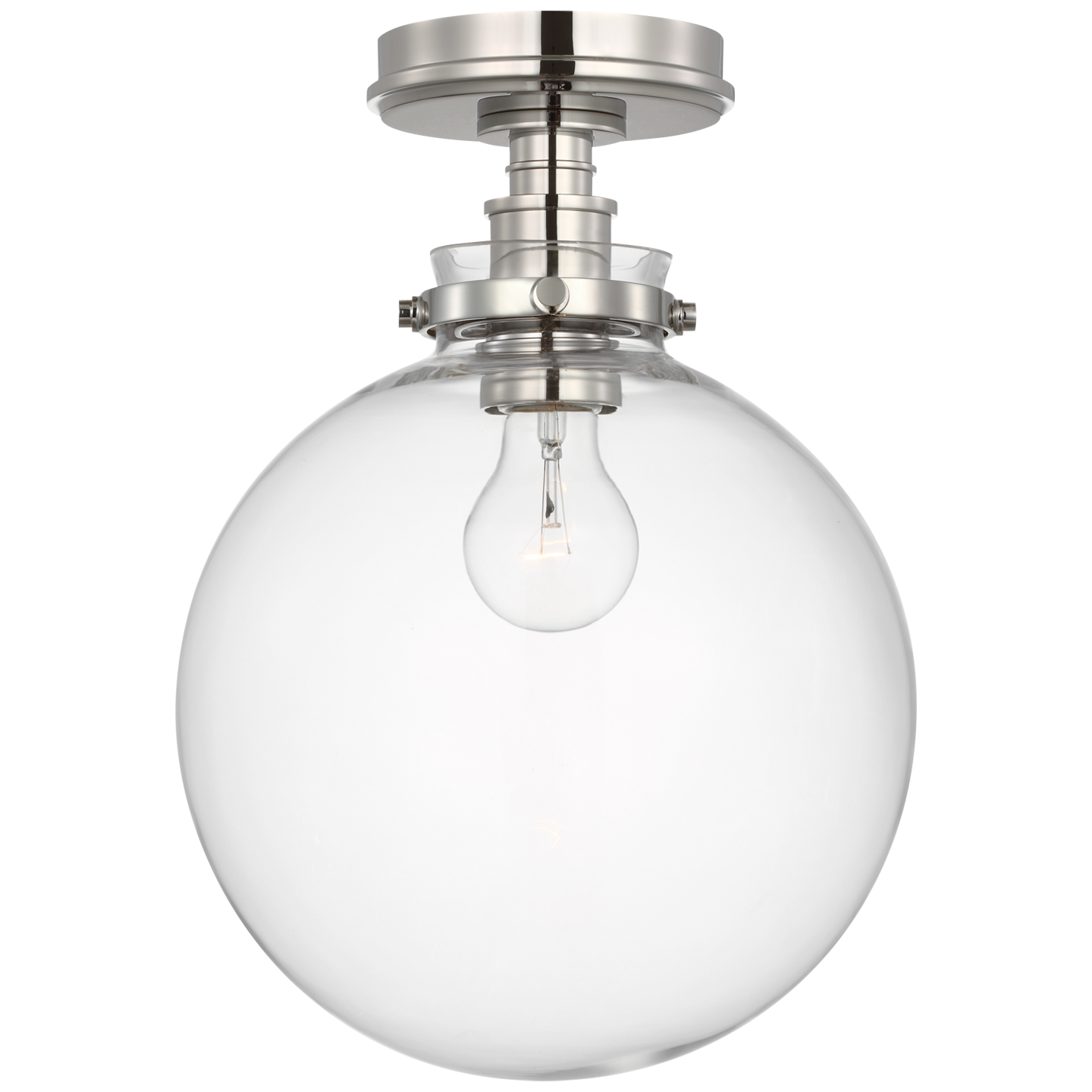 Parkington 10" Globe Flush Mount | Polished Nickel | Clear Glass