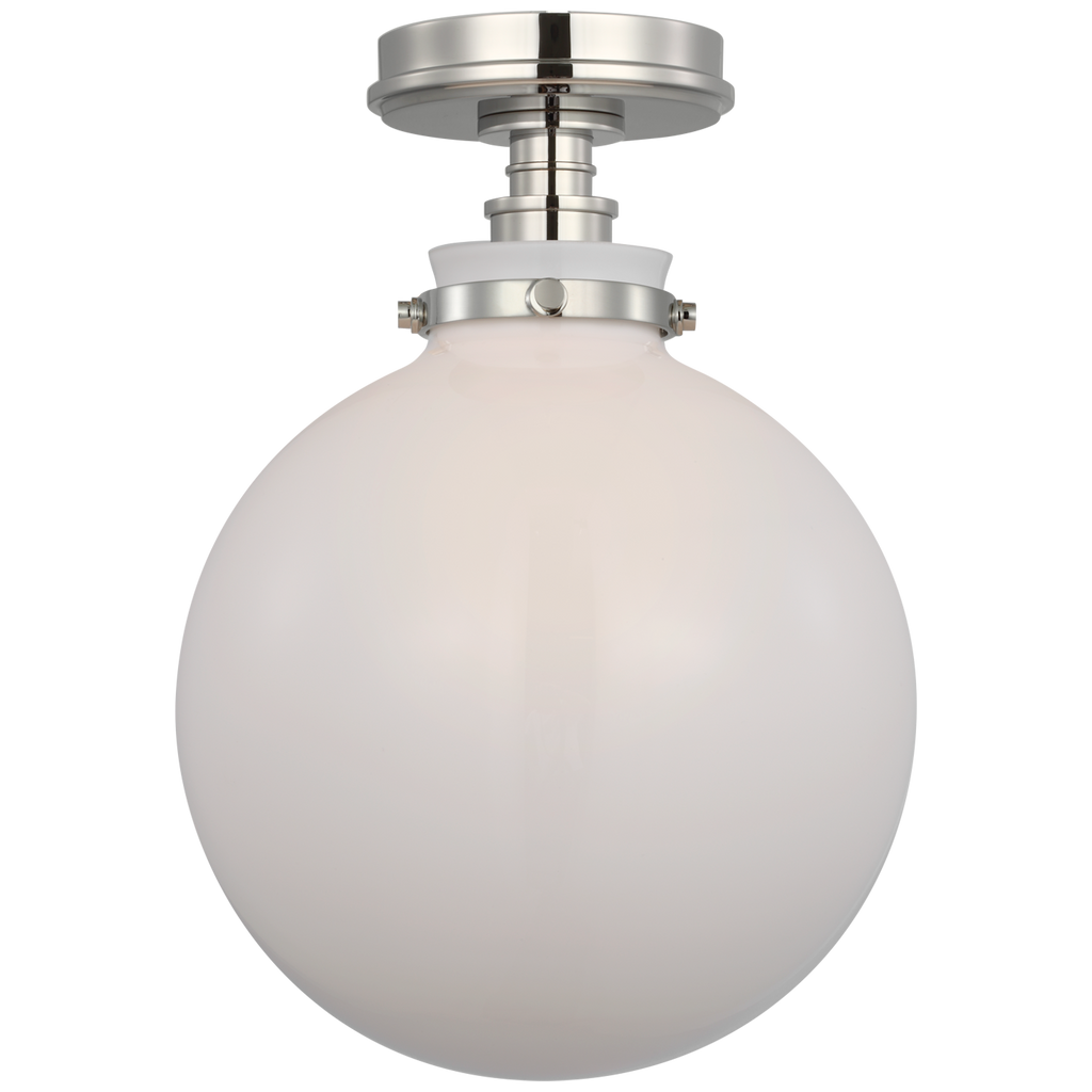 Parkington 10" Globe Flush Mount | Polished Nickel | White Glass