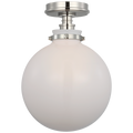 Parkington 10" Globe Flush Mount | Polished Nickel | White Glass
