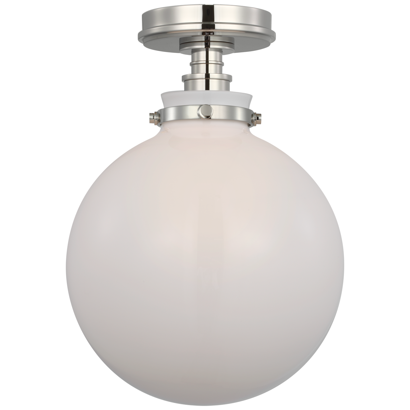 Parkington 10" Globe Flush Mount | Polished Nickel | White Glass
