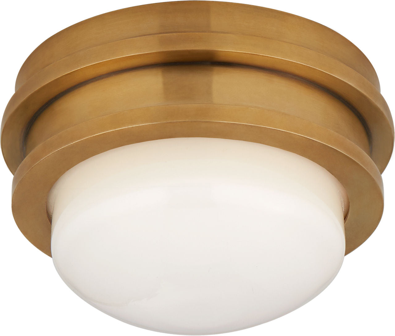 Launceton 5" Solitaire Flush Mount | Antique-Burnished Brass | White Glass