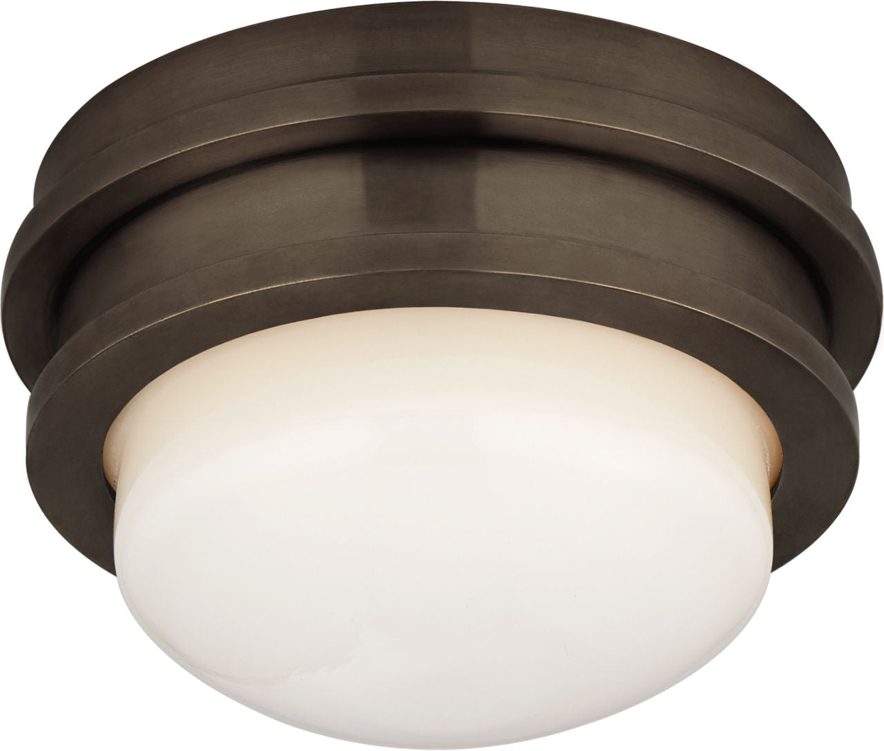 Launceton 5" Solitaire Flush Mount | Bronze | White Glass