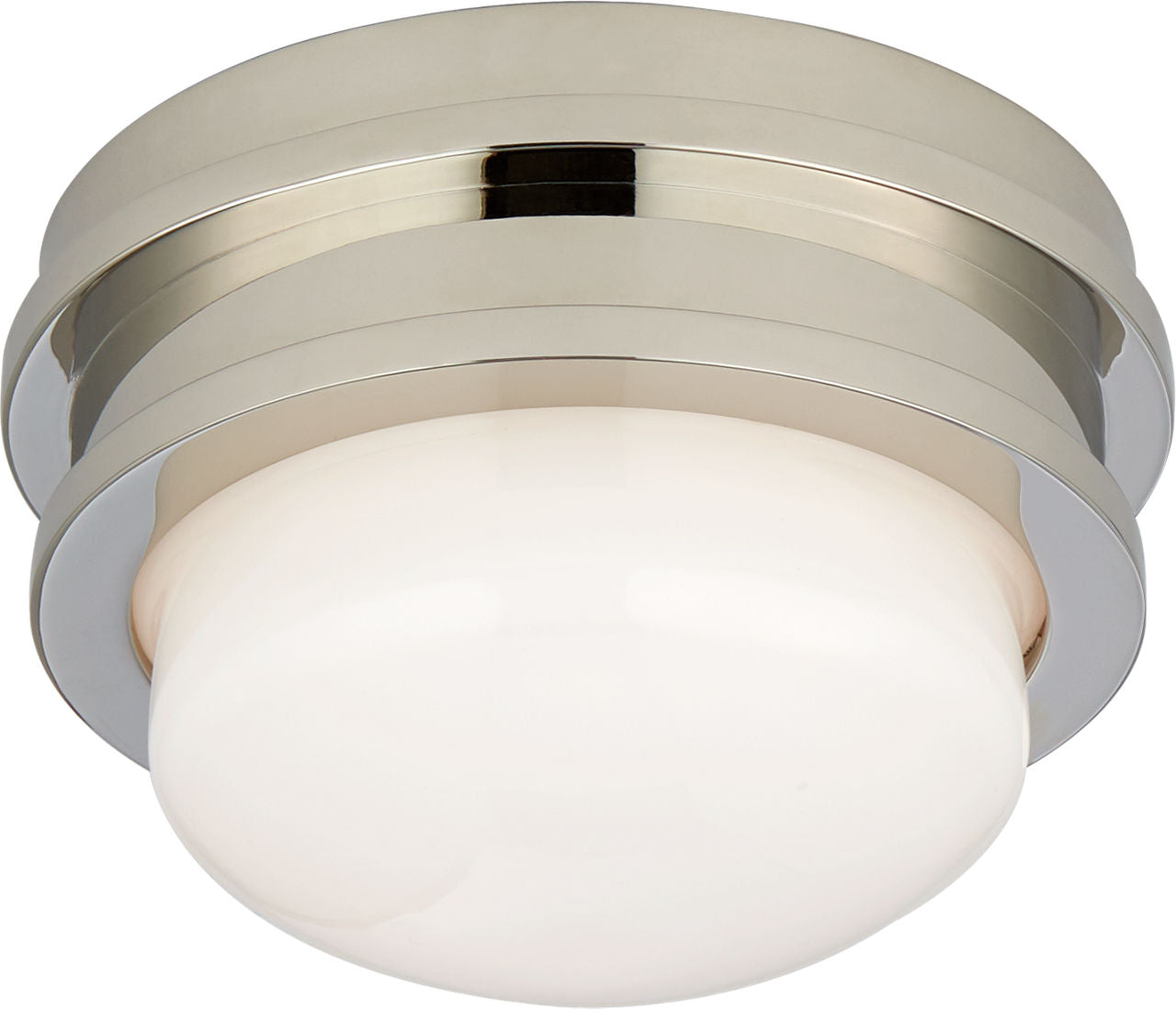 Launceton 5" Solitaire Flush Mount | Polished Nickel | White Glass