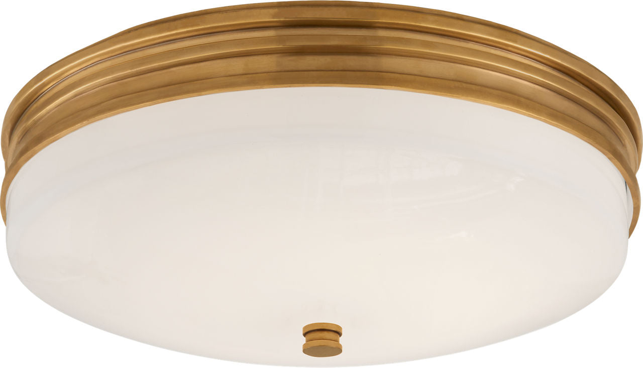 Launceton Small Flush Mount | Antique-Burnished Brass | White Glass