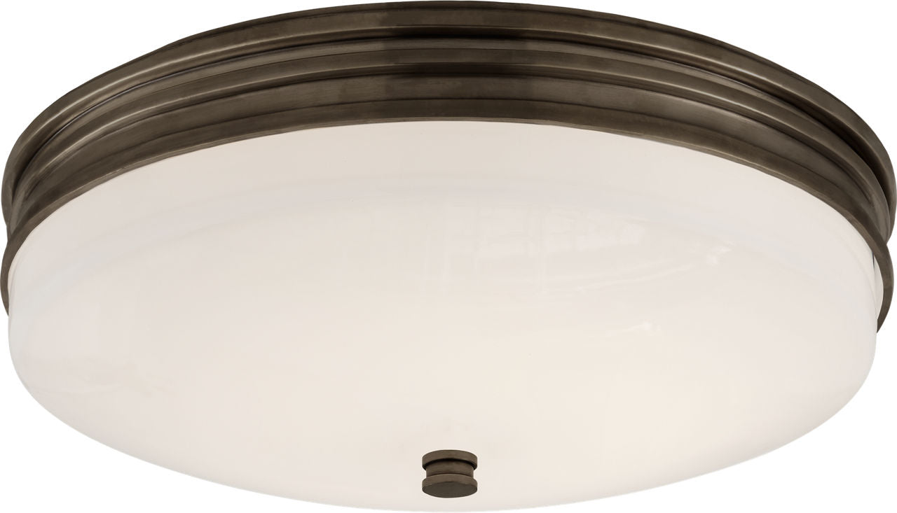 Launceton Small Flush Mount | Bronze | White Glass