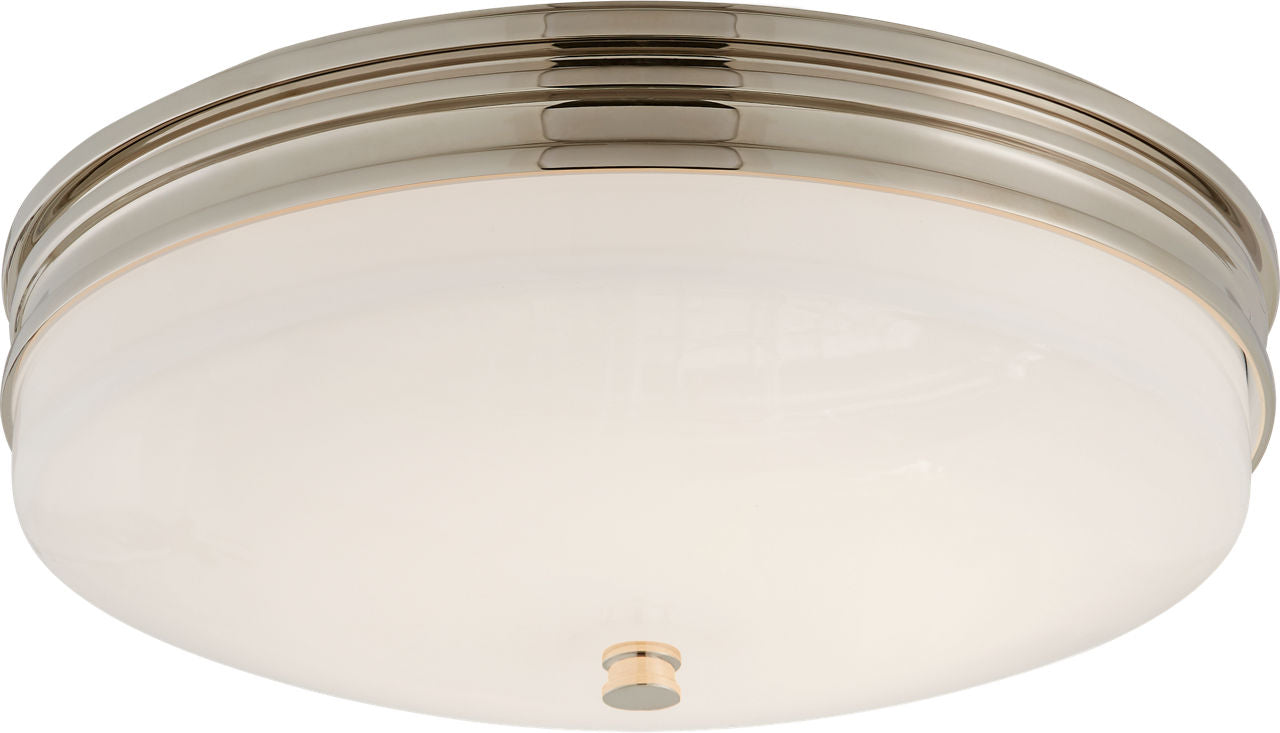 Launceton Small Flush Mount | Polished Nickel | White Glass