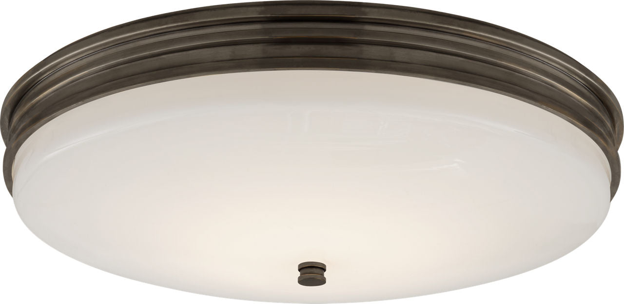 Launceton Medium Flush Mount | Bronze | White Glass