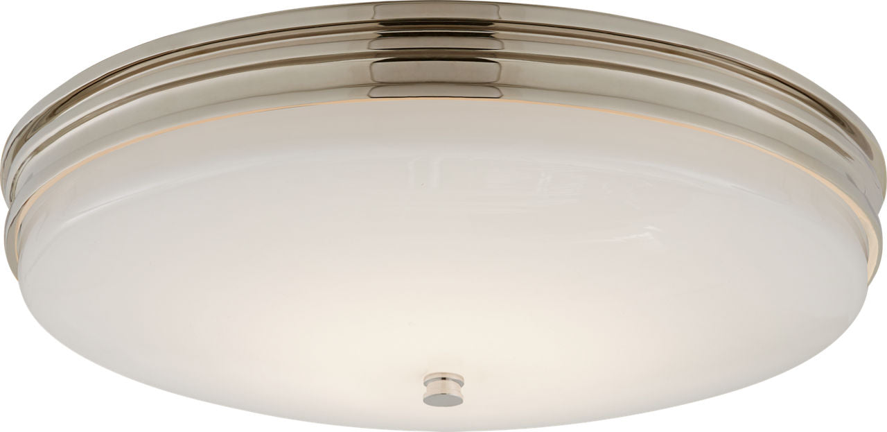 Launceton Medium Flush Mount | Polished Nickel | White Glass