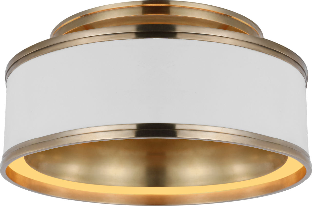 Connery 14" Flush Mount | Matte White and Antique-Burnished Brass