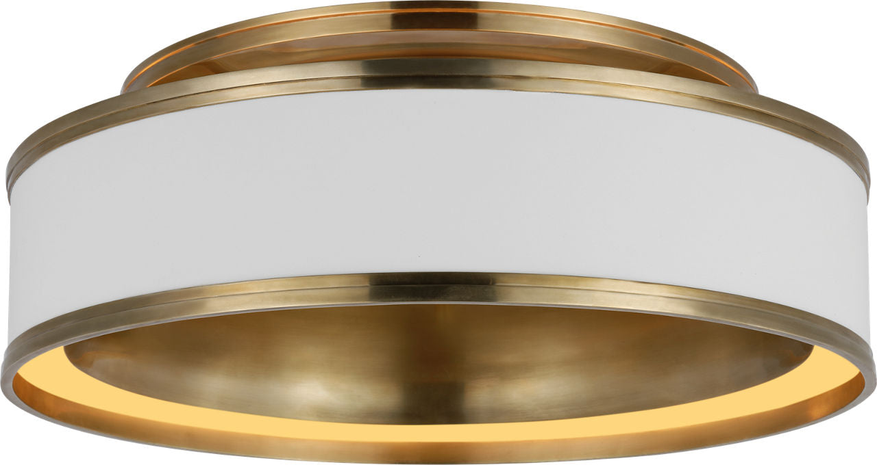 Connery 18" Flush Mount | Matte White and Antique-Burnished Brass