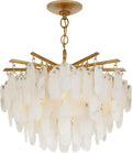 Cora Large Semi-Flush Mount Chandelier | Antique-Burnished Brass | Alabaster