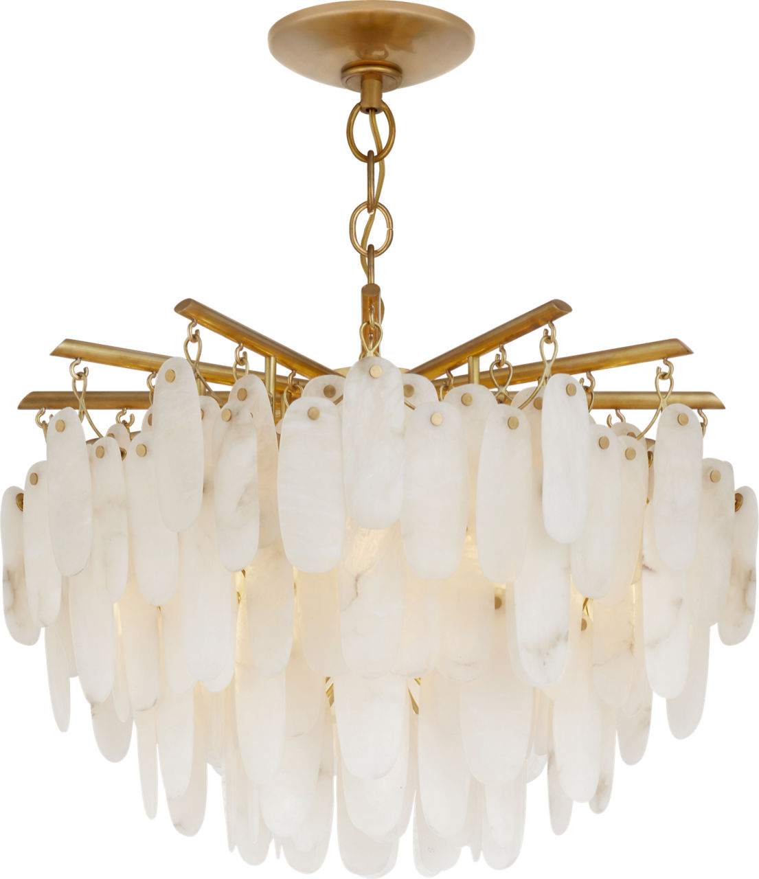 Cora Large Semi-Flush Mount Chandelier | Antique-Burnished Brass | Alabaster
