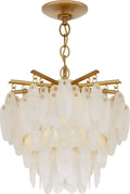 Cora Medium Semi-Flush Mount Chandelier | Antique-Burnished Brass | Alabaster