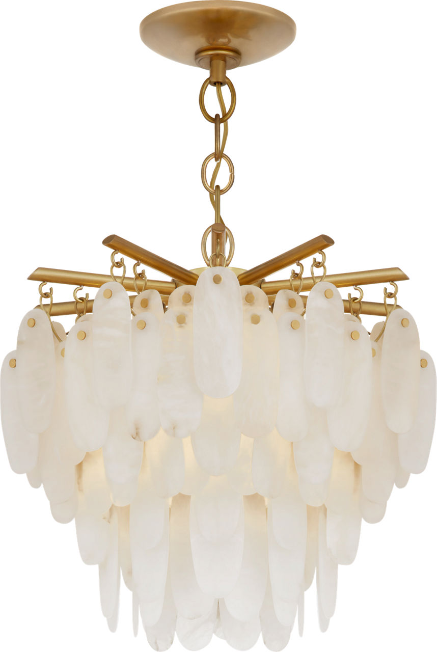 Cora Medium Semi-Flush Mount Chandelier | Antique-Burnished Brass | Alabaster