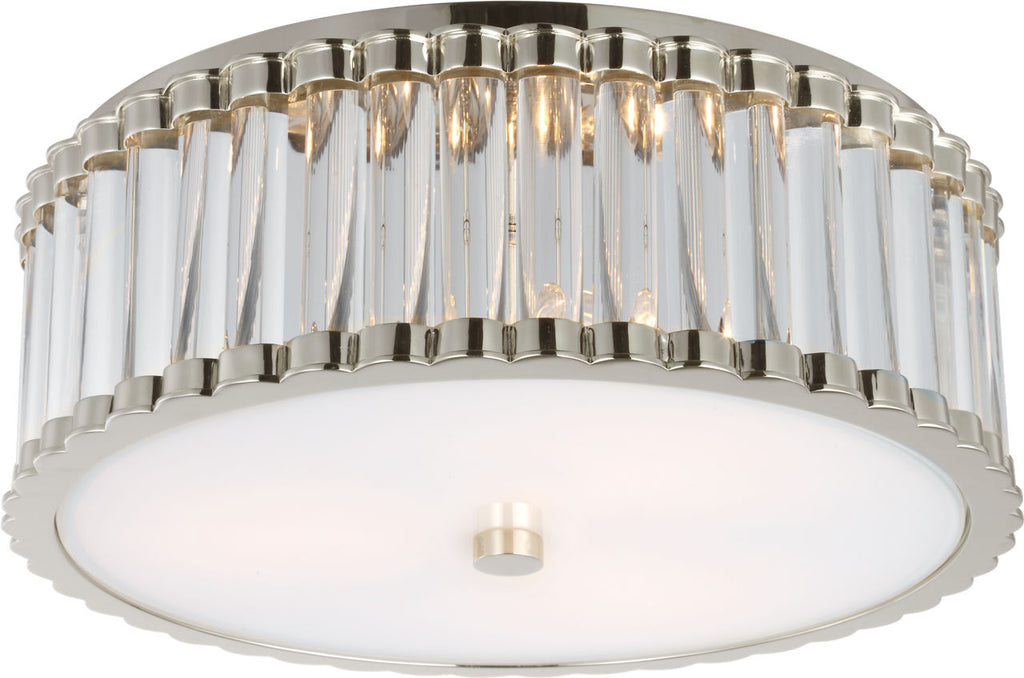 Kean 14" Flush Mount | Polished Nickel | Clear Glass Rods and Frosted Glass Diffuser