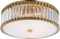 Kean 18" Flush Mount | Hand-Rubbed Antique Brass | Clear Glass Rods and Frosted Glass Diffuser