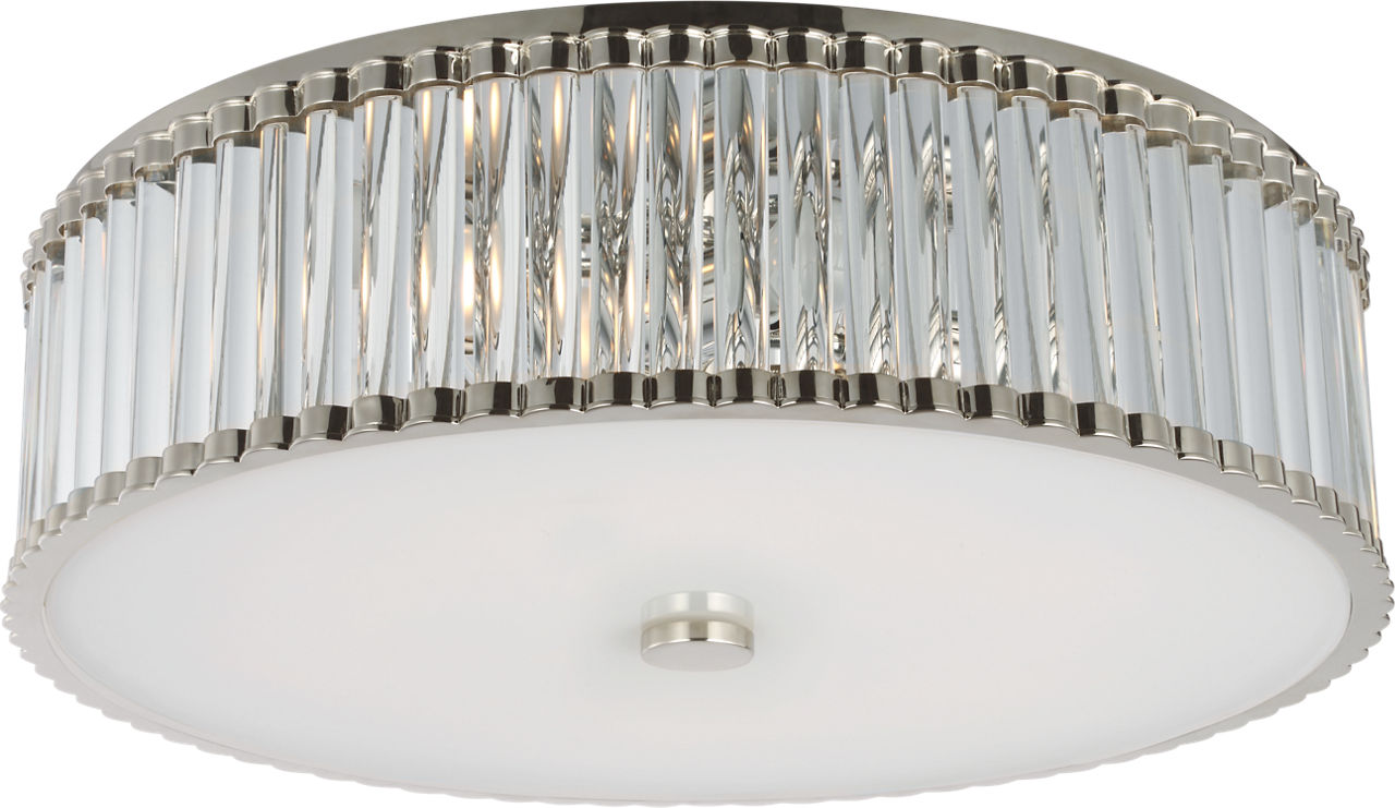 Kean 24" Flush Mount | Polished Nickel | Clear Glass Rods and Frosted Glass Diffuser