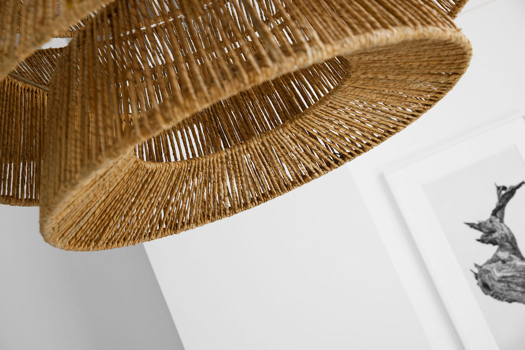 Antigua XL Drum Chandelier | Antique-Burnished Brass and Natural Abaca