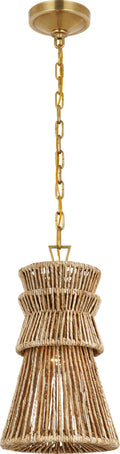 Antigua 10" Pendant | Antique-Burnished Brass and Natural Abaca