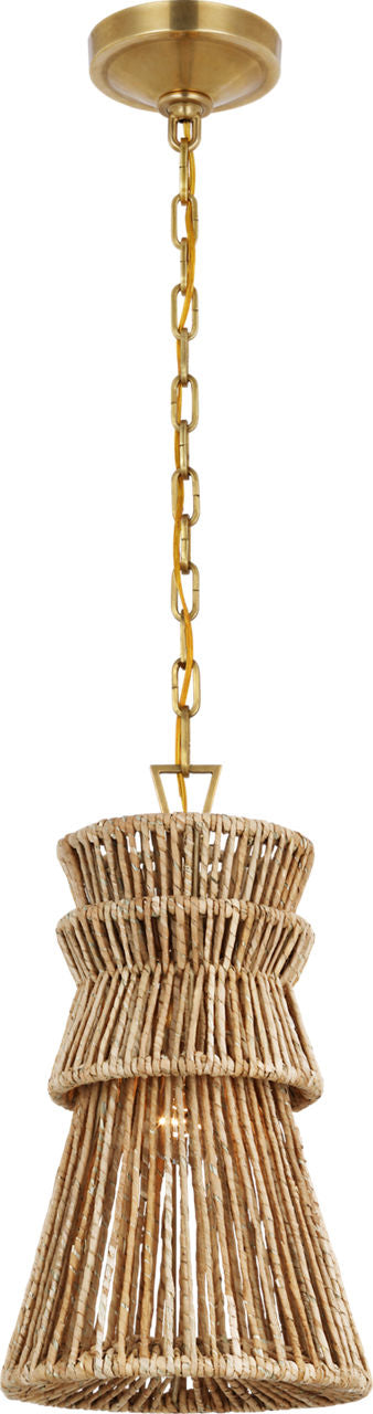 Antigua 10" Pendant | Antique-Burnished Brass and Natural Abaca
