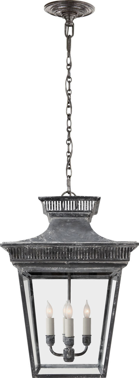 Elsinore Medium Hanging Lantern | Weathered Zinc | Clear Glass