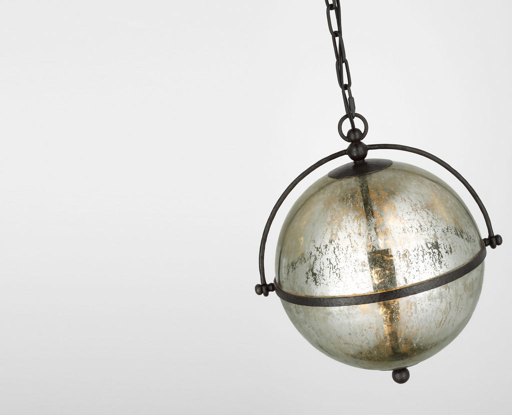 Bayridge Large Pendant | Aged Iron | Antique Mercury Glass