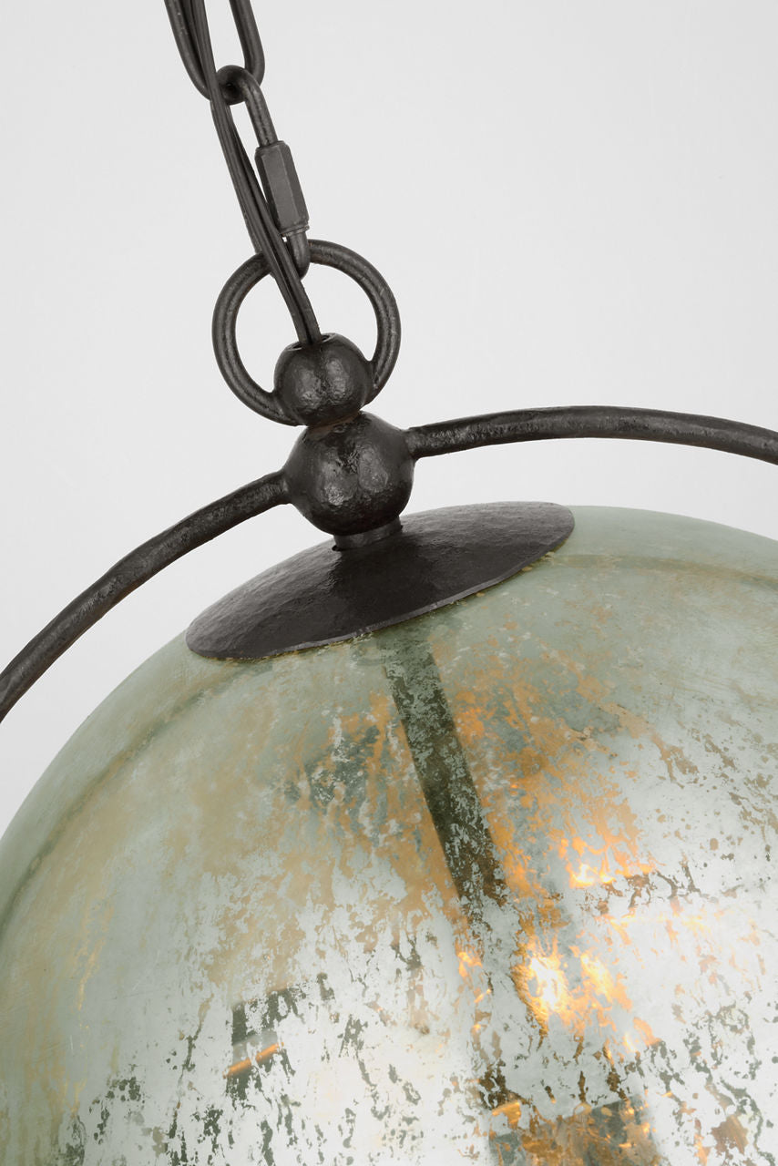 Bayridge Large Pendant | Aged Iron | Antique Mercury Glass