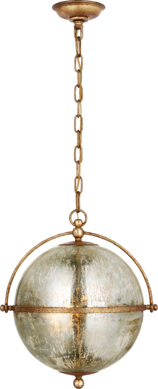 Bayridge Large Pendant | Gilded Iron | Antique Mercury Glass