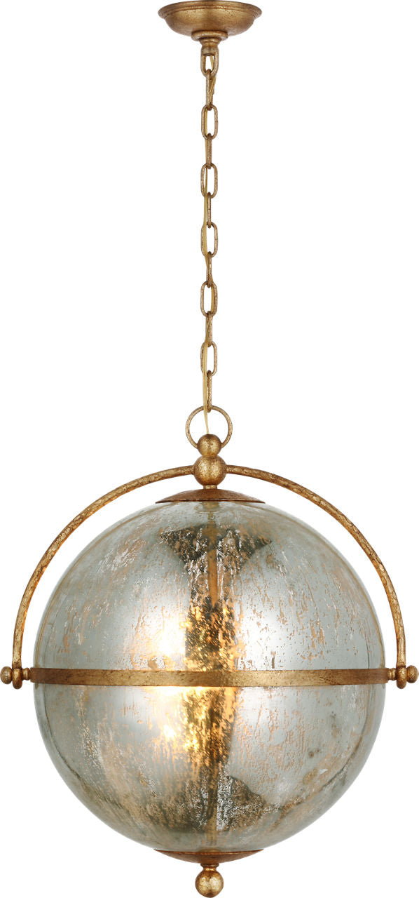 Bayridge XL Pendant | Gilded Iron | Antique Mercury Glass