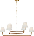 Basden Extra Large Three Tier Chandelier | Antique-Burnished Brass and Natural Rattan | Linen Shades