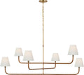 Basden Grande Three Tier Chandelier | Antique-Burnished Brass and Natural Rattan | Linen Shades