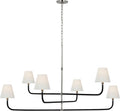 Basden Grande Three Tier Chandelier | Polished Nickel and Black Rattan | Linen Shades