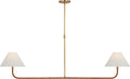 Basden Extra Large Linear Chandelier | Antique-Burnished Brass and Natural Rattan | Linen Shades