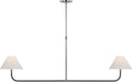 Basden Extra Large Linear Chandelier | Polished Nickel and Black Rattan | Linen Shades