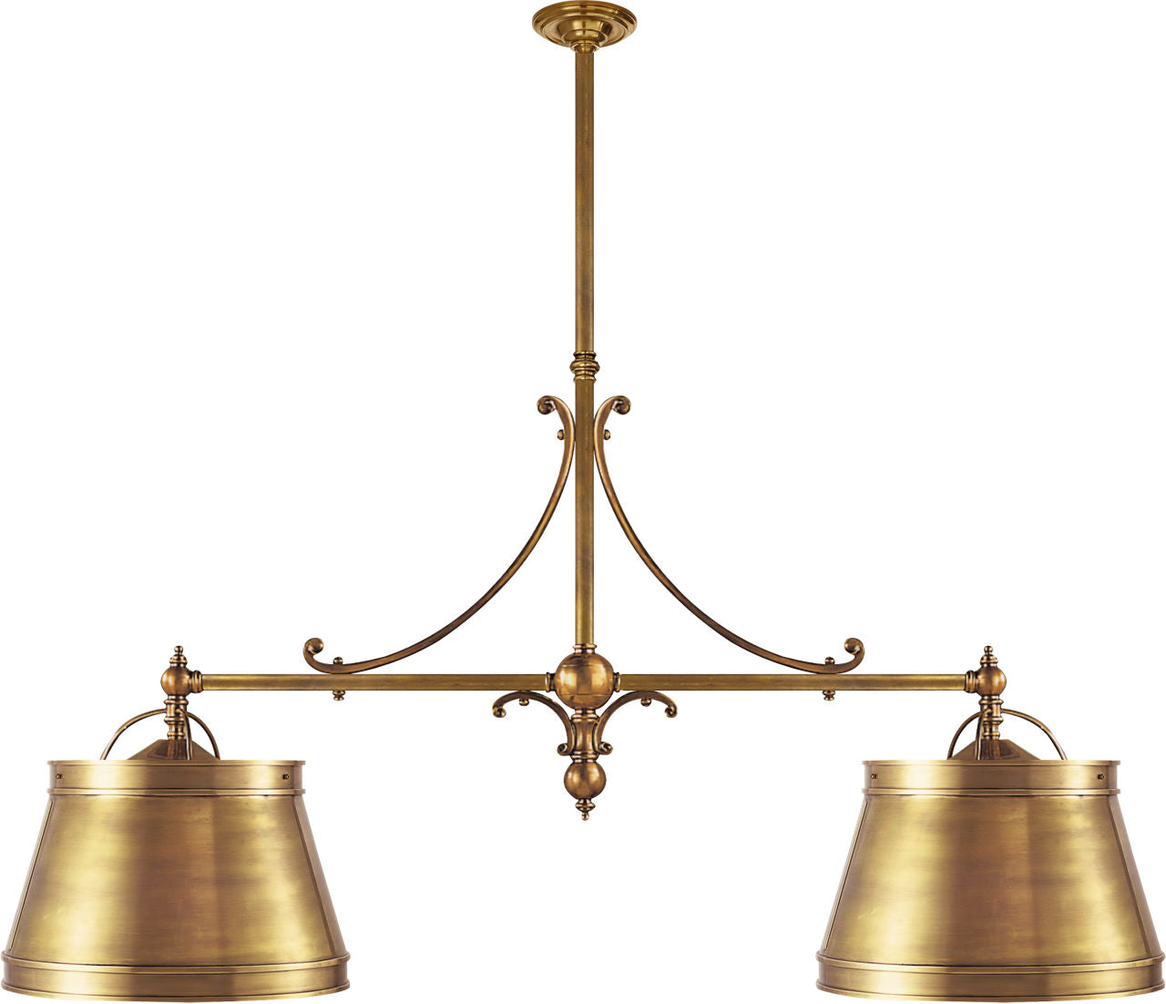 Sloane Double Shop Pendant | Antique-Burnished Brass | Antique-Burnished Brass Shades