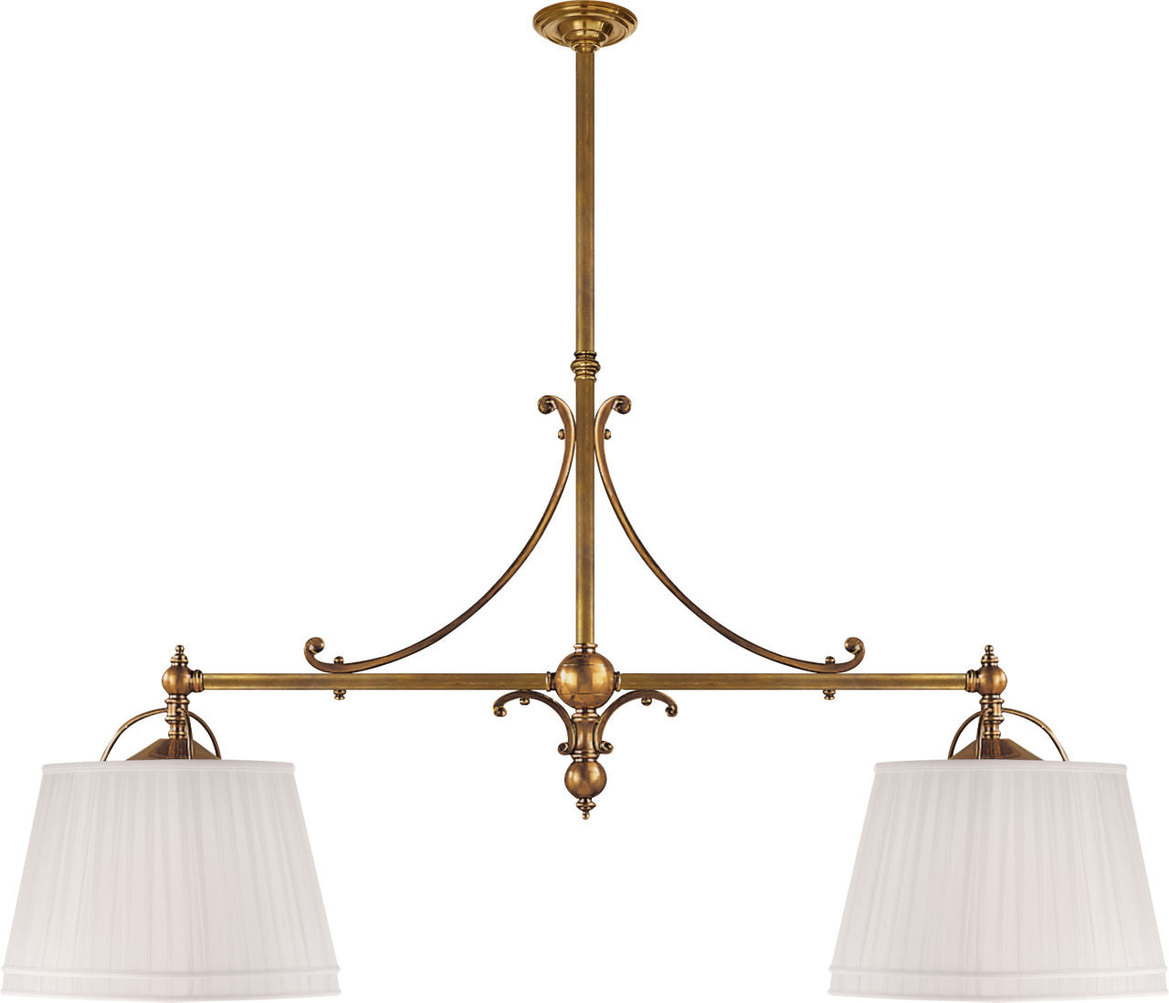 Sloane Double Shop Pendant | Antique-Burnished Brass | Linen Shades