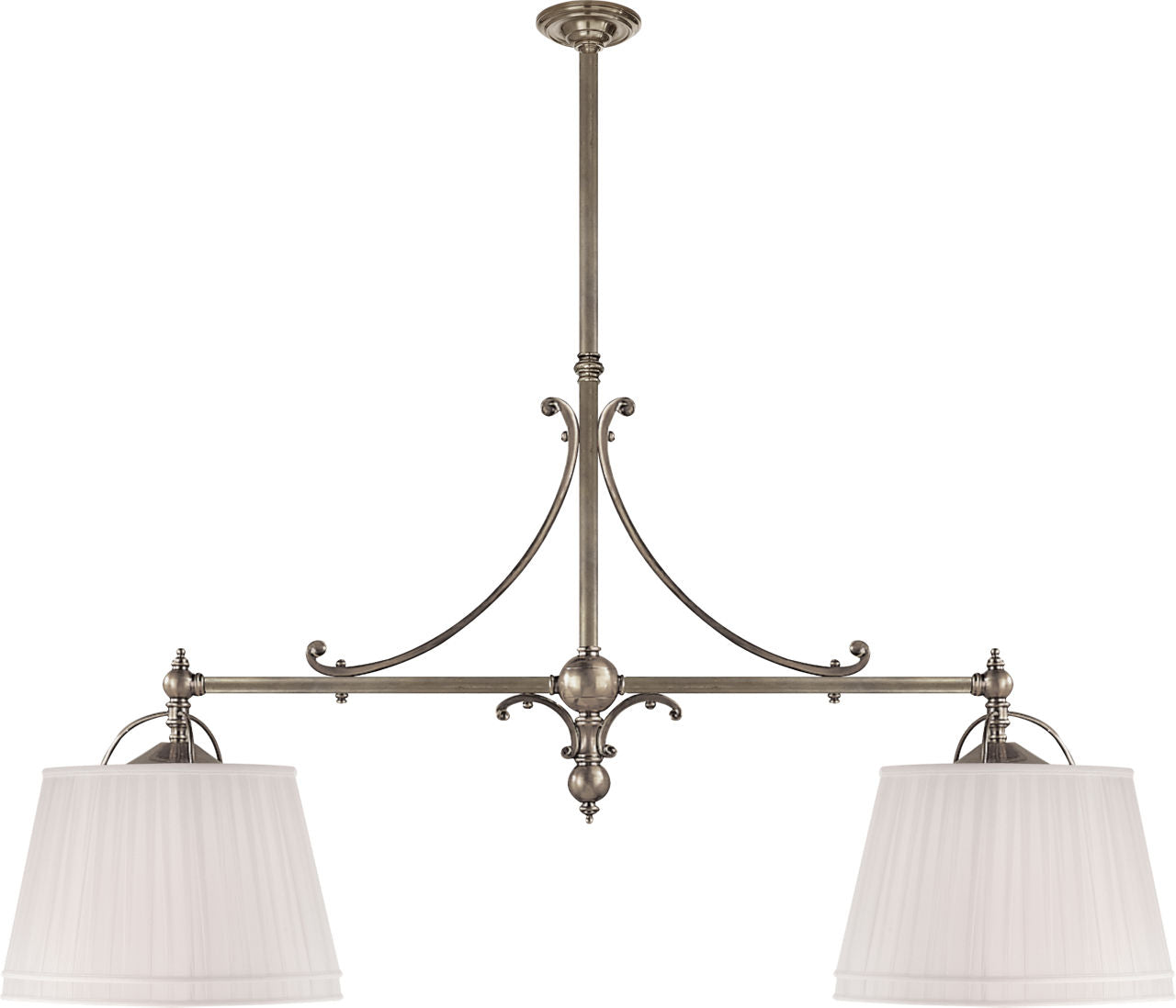 Sloane Double Shop Pendant | Antique Nickel | Linen Shades