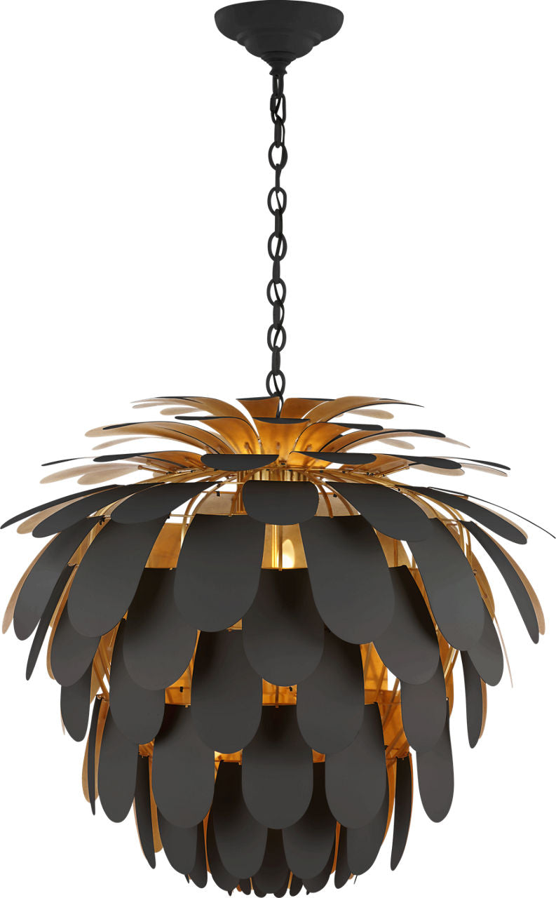 Cynara Grande Chandelier | Matte Black and Gild