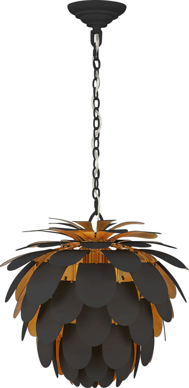 Cynara Small Chandelier | Matte Black and Gild