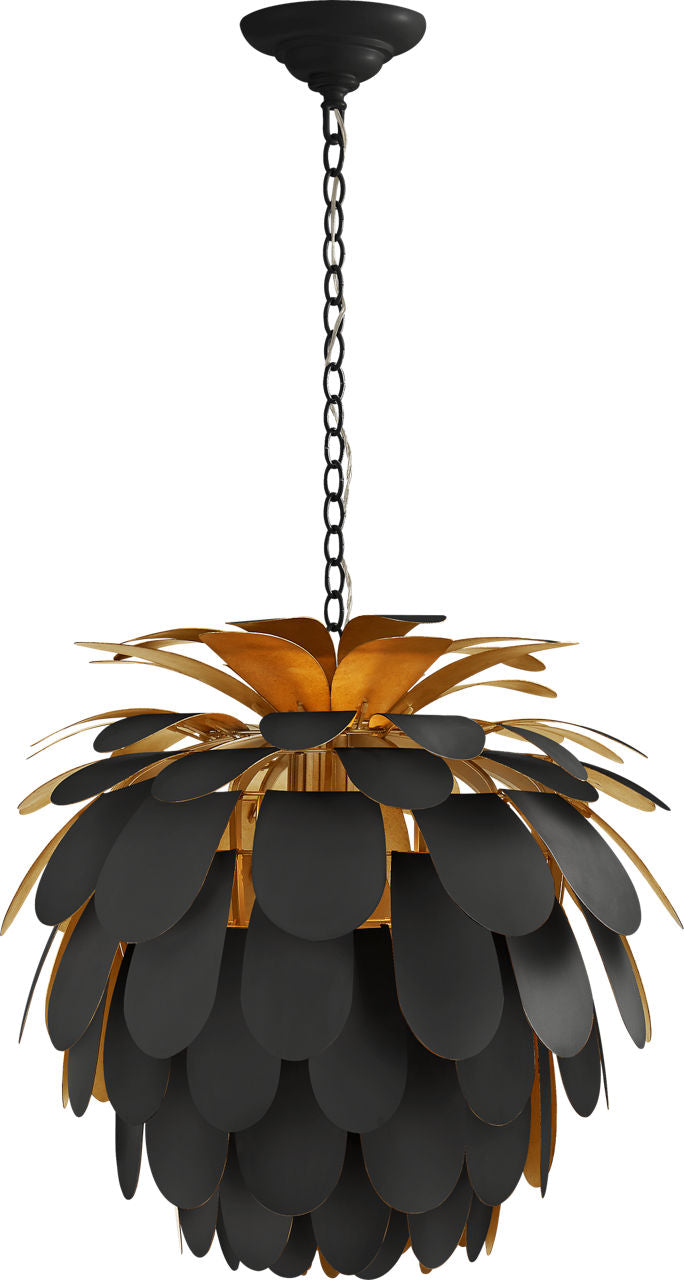 Cynara Medium Chandelier | Matte Black and Gild