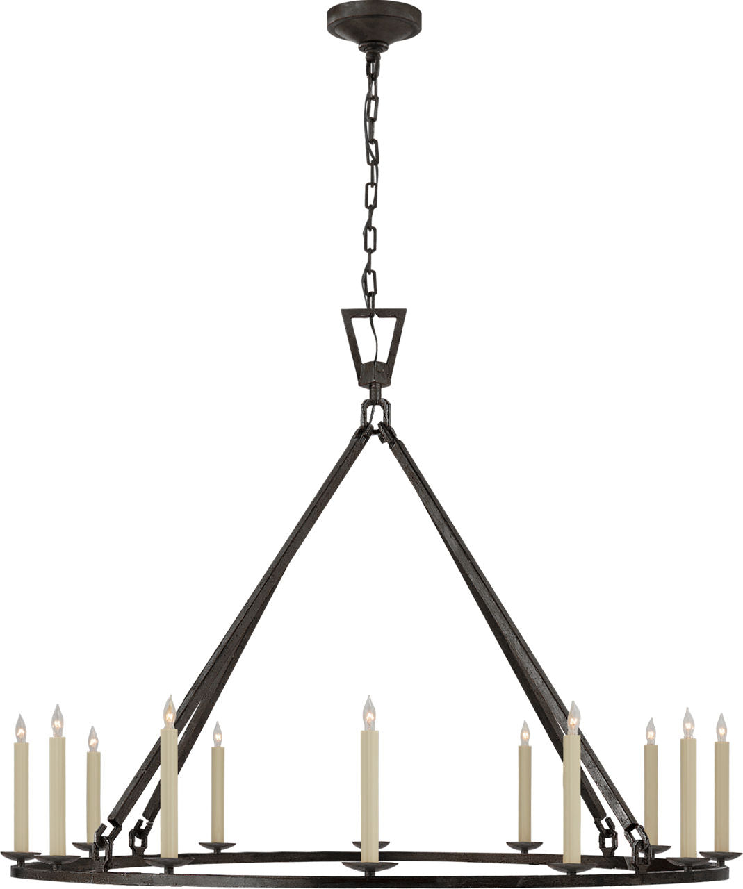 Darlana Extra Large Single Ring Chandelier | Aged Iron