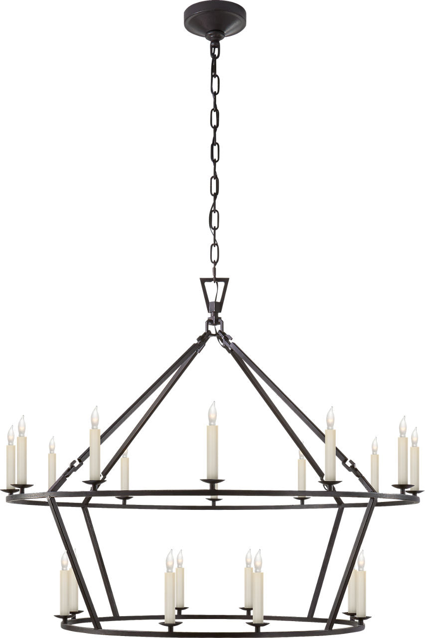 Darlana Large Two-Tiered Ring Chandelier | Aged Iron