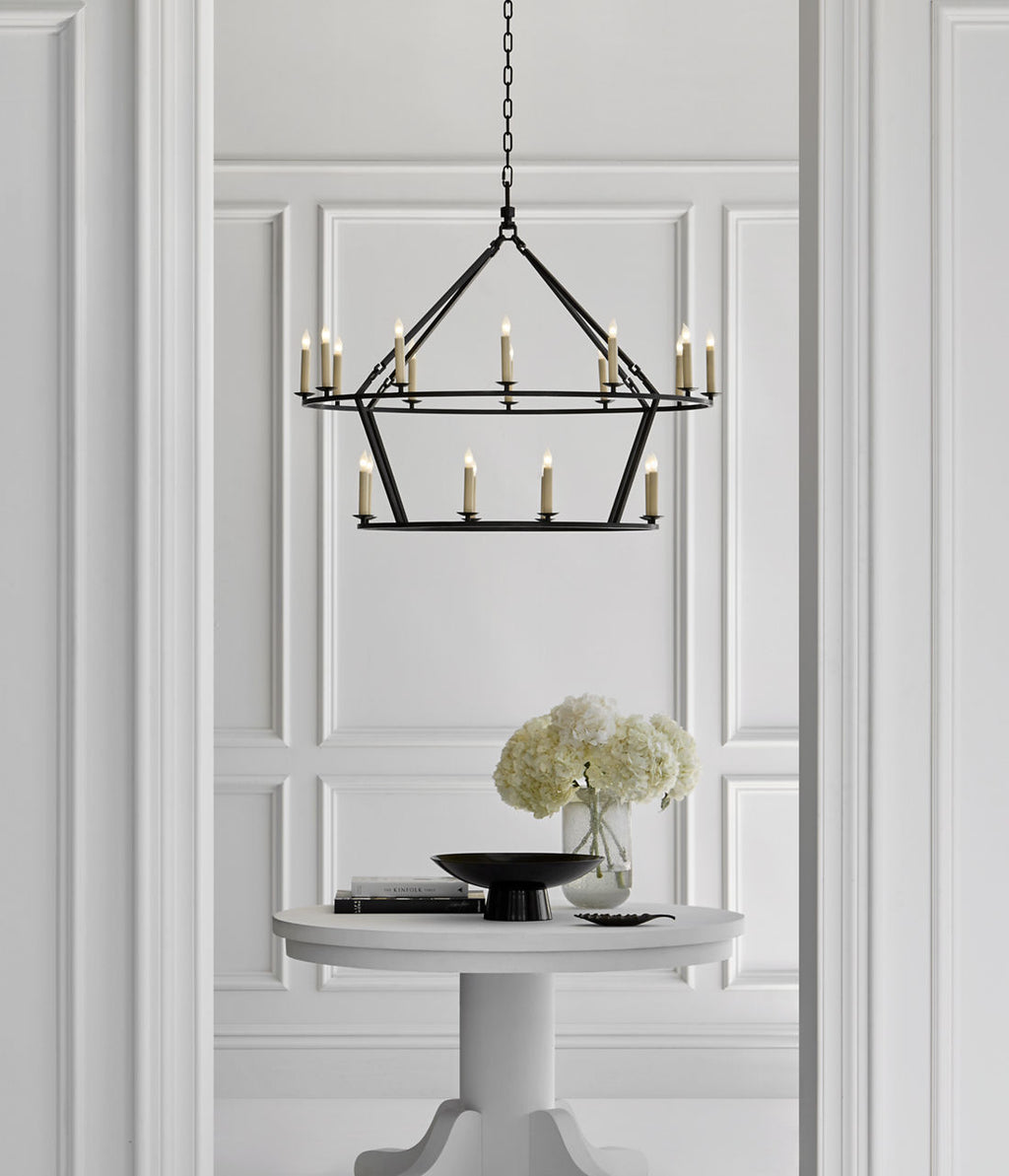 Darlana Large Two-Tiered Ring Chandelier | Aged Iron