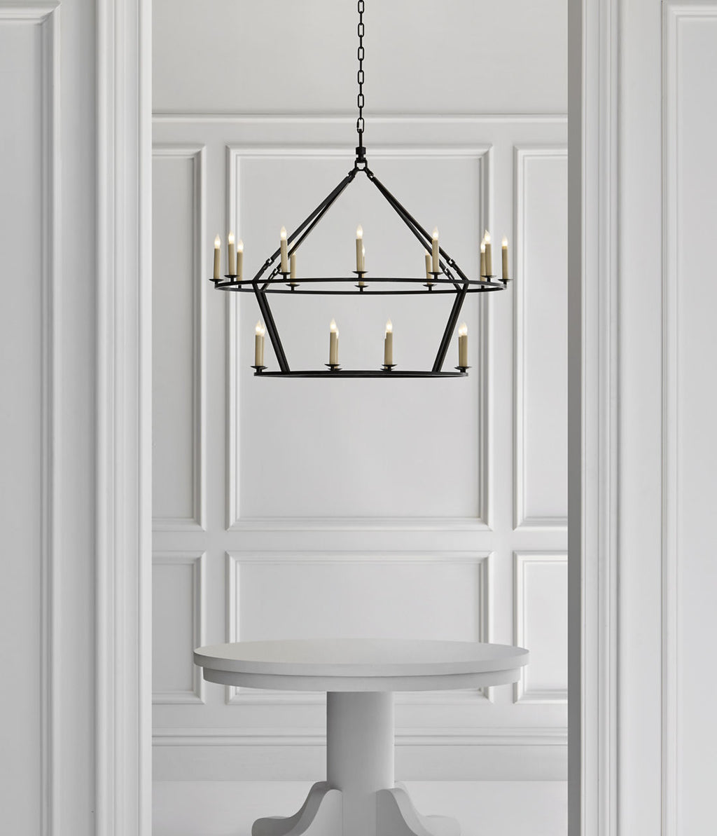 Darlana Large Two-Tiered Ring Chandelier | Aged Iron