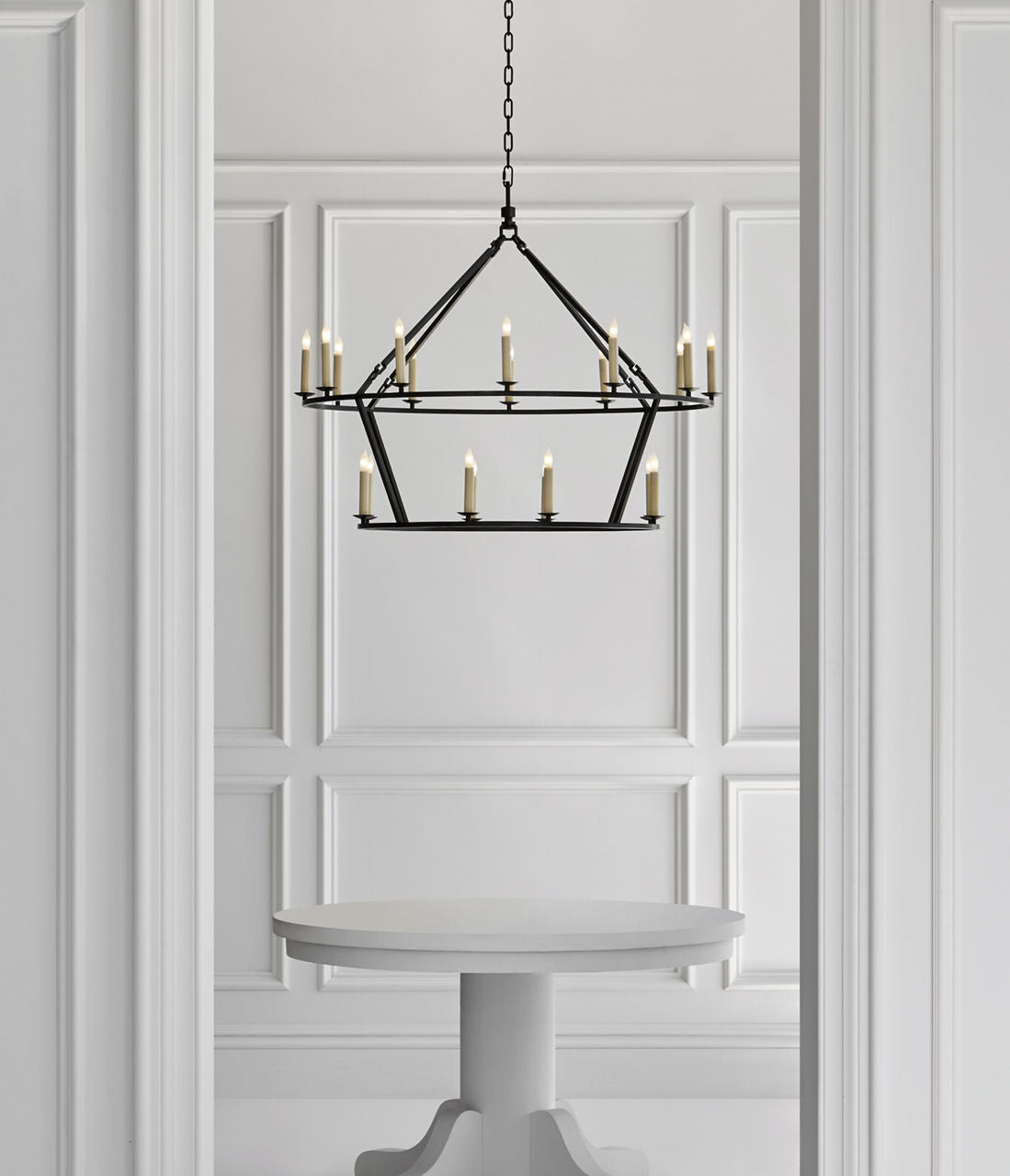 Darlana Large Two-Tiered Ring Chandelier | Aged Iron