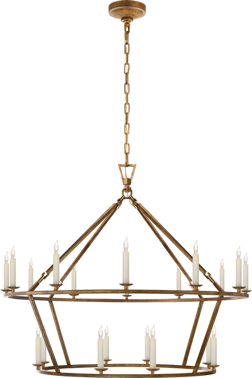 Darlana Large Two-Tiered Ring Chandelier | Gilded Iron