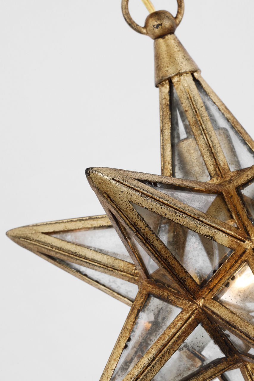 Moravian Small Star Lantern | Gilded Iron | Antique Mirror
