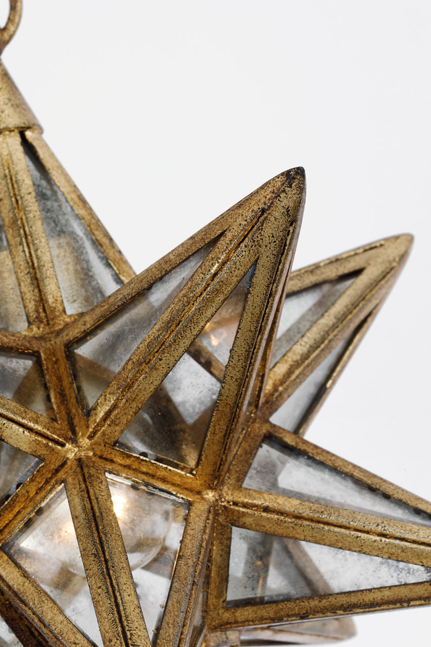 Moravian Small Star Lantern | Gilded Iron | Antique Mirror
