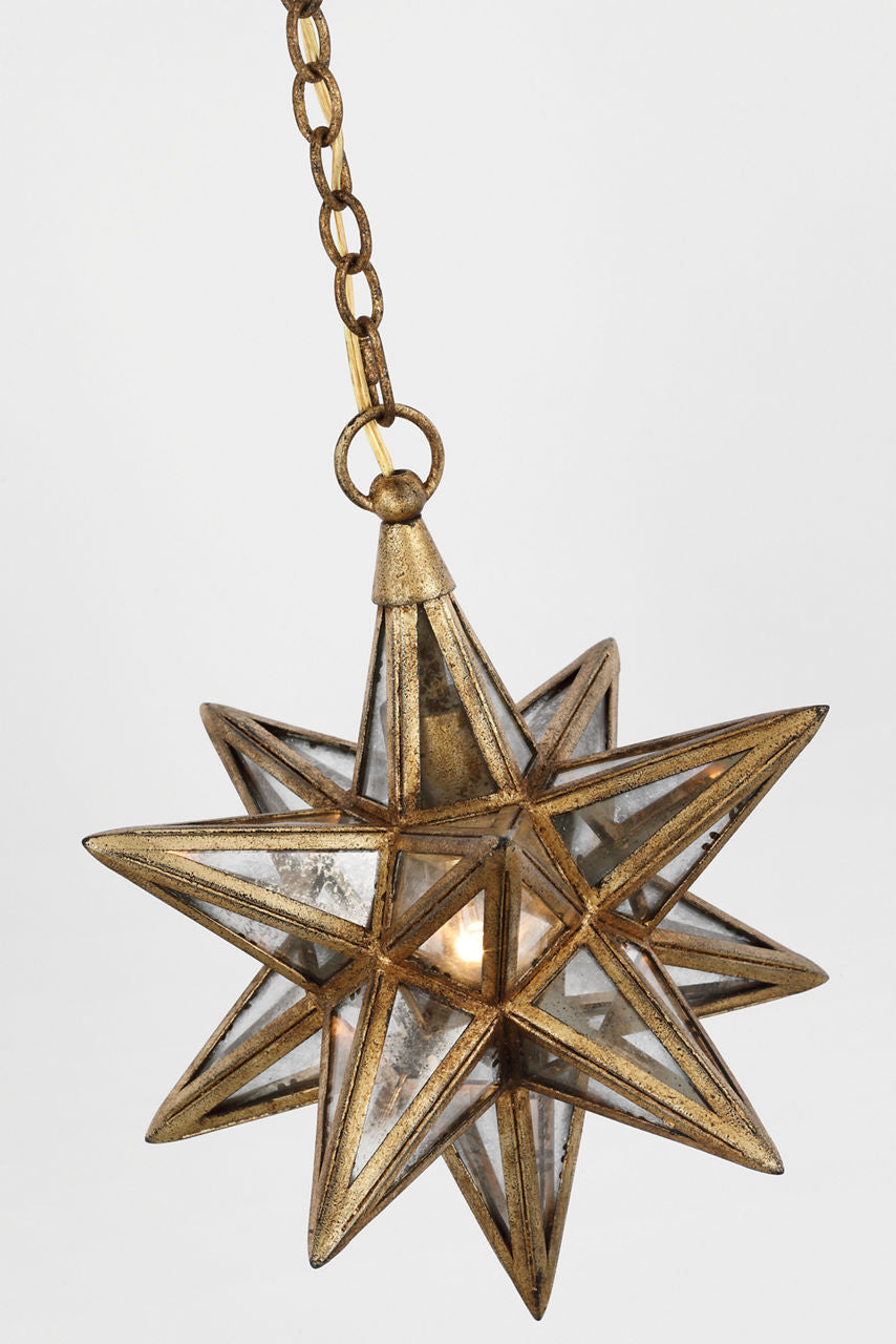 Moravian Small Star Lantern | Gilded Iron | Antique Mirror