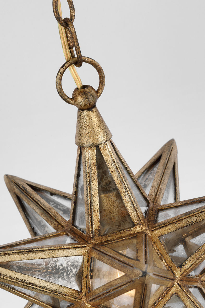 Moravian Small Star Lantern | Gilded Iron | Antique Mirror